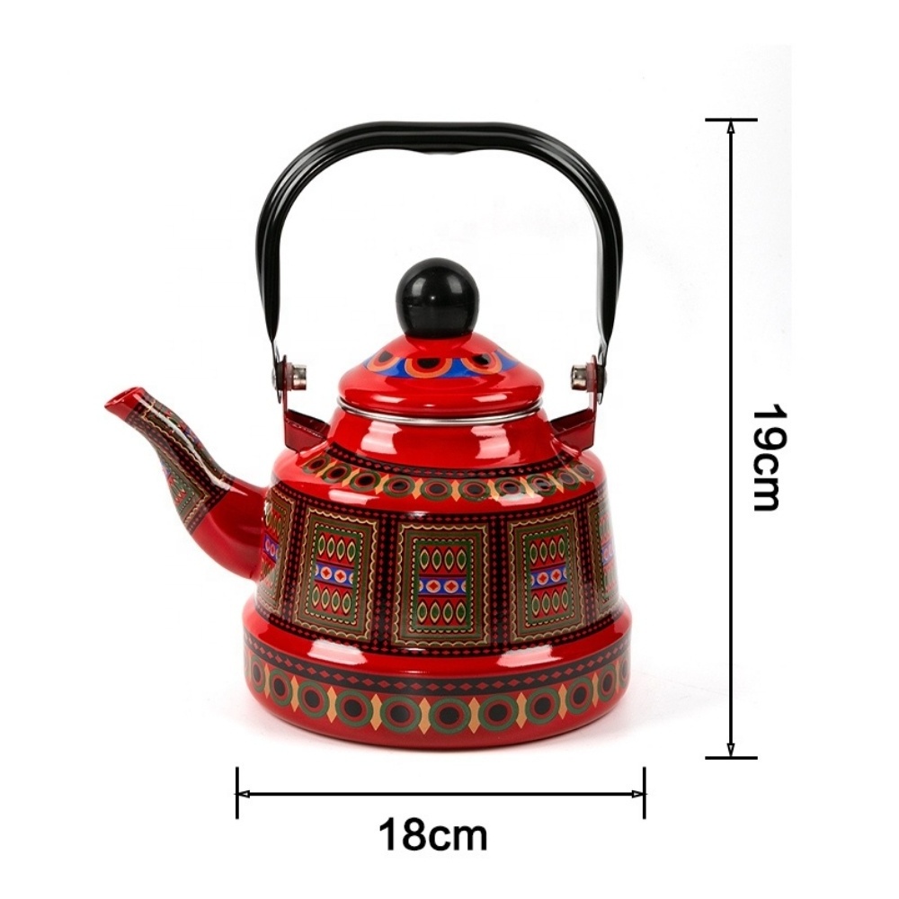 heat-resistant 2.5L household enamel teapot painted coffeepot with iron handle retro ancient bell kettle Sustainable