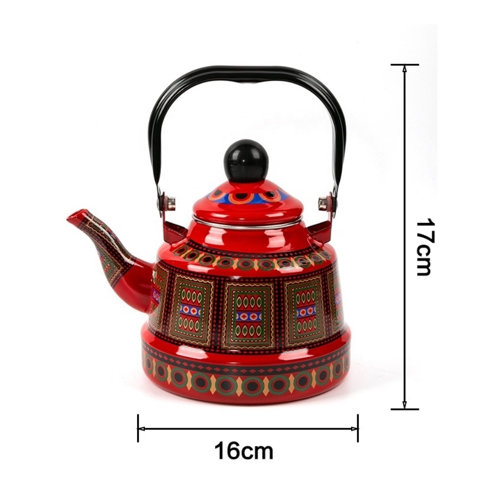 heat-resistant 2.5L household enamel teapot painted coffeepot with iron handle retro ancient bell kettle Sustainable