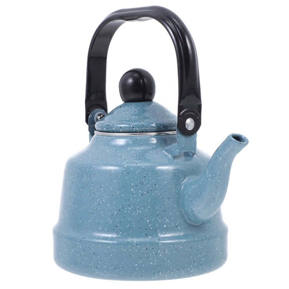 Enamel kettle blue teapot use on gas stove and induction cooker with iron handle