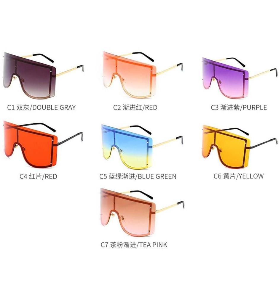 2021 Oversized Big Metal Frame One Piece Eyewear Cool Retro Sun Glasses Shield Sunglasses