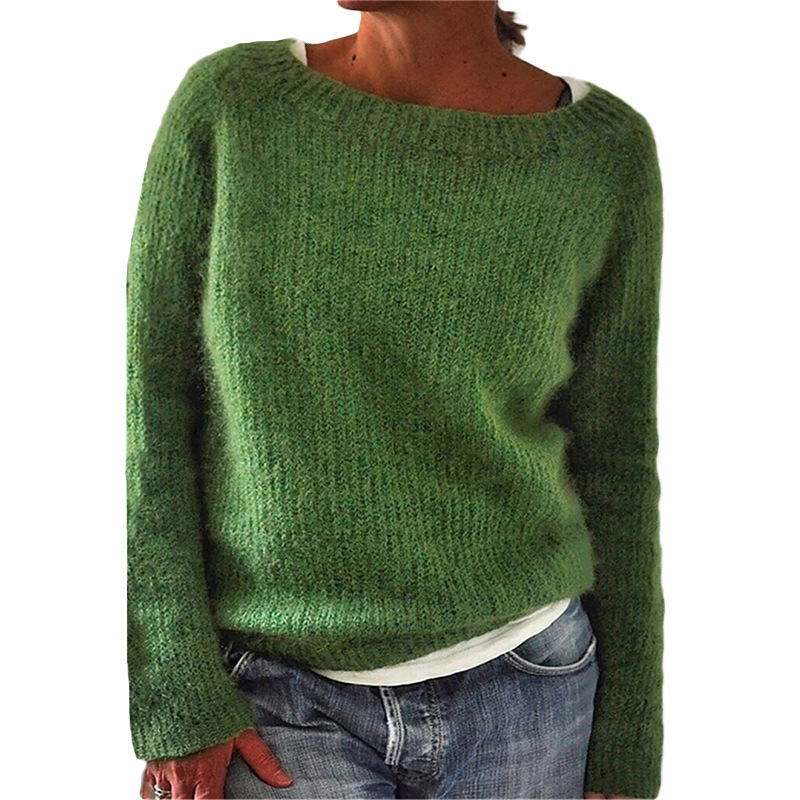 Crew Neck Soft Comfortable Sweater Top Women Elegant Oversized Warm Female Knitted Pullover Loose Basic Knitwear Jumper