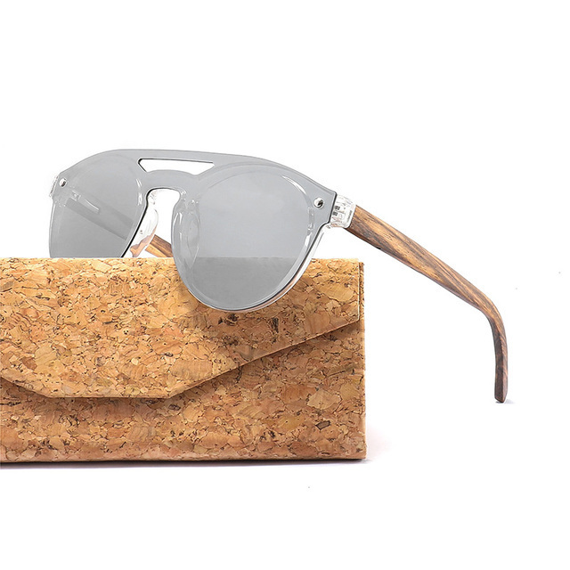 Rimless Wood Sunglasses For Women and Men Polarized Sun Glass With Triangle Folded Wooden Grain Case