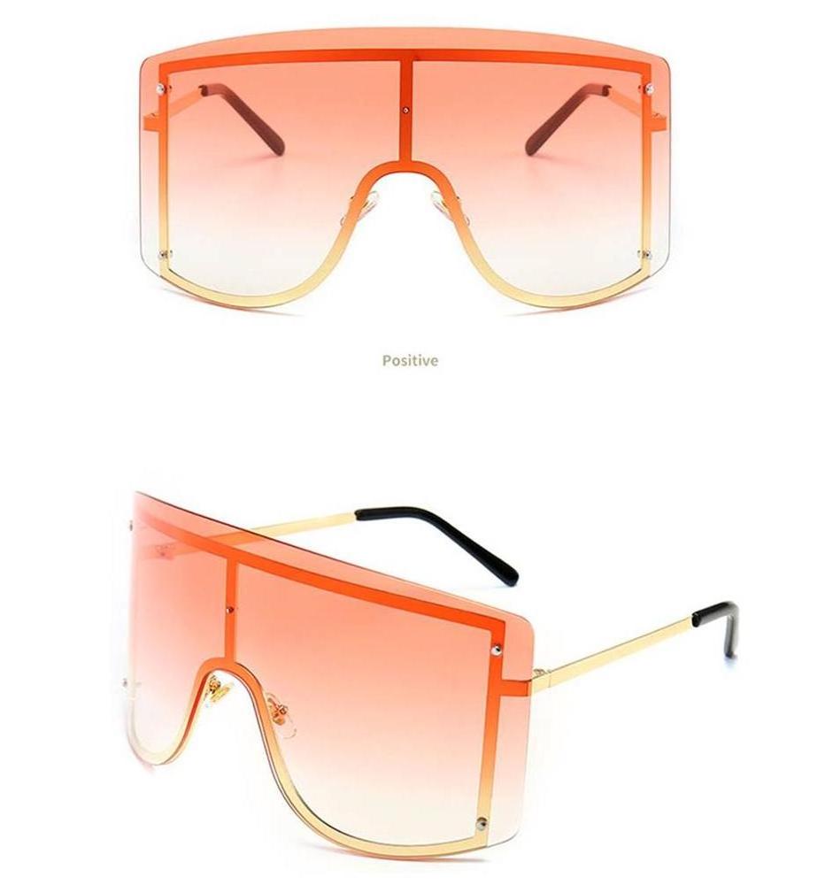 2021 Oversized Big Metal Frame One Piece Eyewear Cool Retro Sun Glasses Shield Sunglasses