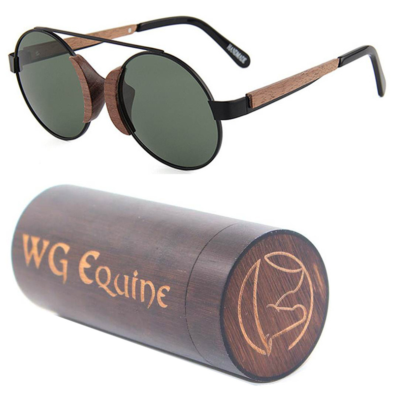 Top grade stainless steel metal with wood arm sunglasses hand-made environmental glasses