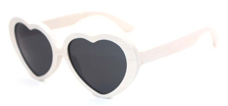 Funny love heart shape bamboo wood sunglasses hand polished sunglasses