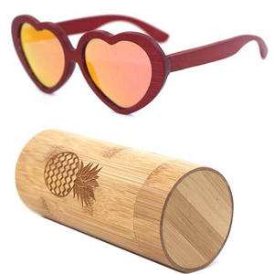 Funny love heart shape bamboo wood sunglasses hand polished sunglasses