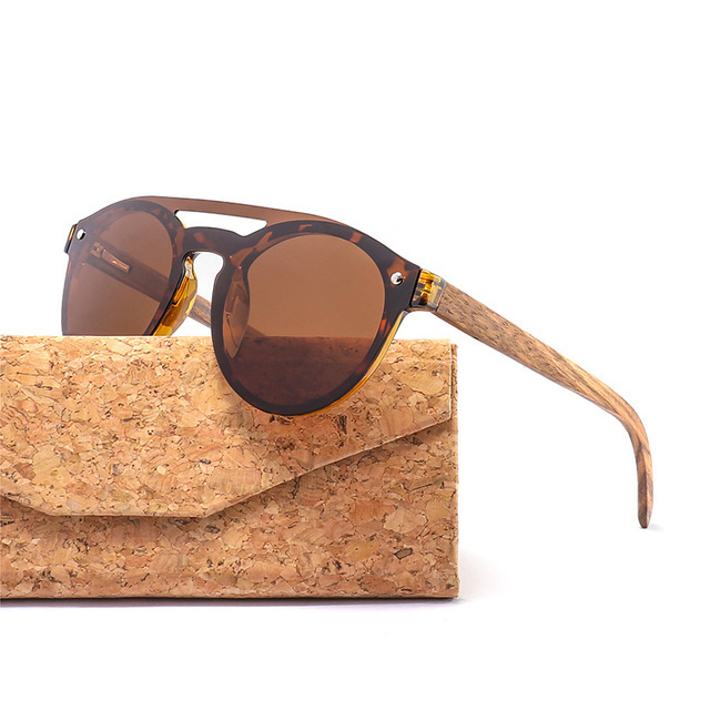 Rimless Wood Sunglasses For Women and Men Polarized Sun Glass With Triangle Folded Wooden Grain Case