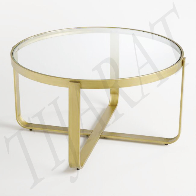 ROUND GOLD COFFEE TABLE /  GLASS COFFEE TABLE / MIRROR DINING & CENTER TABLE