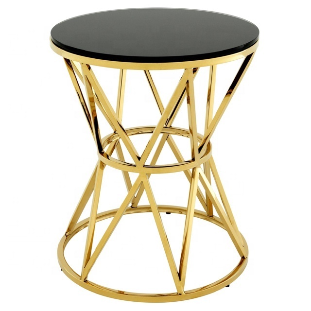 New Single Leg Design Modern Luxury Rectangular Shape Stainless Steel Coffee Side Table for Living Room with Glass Top