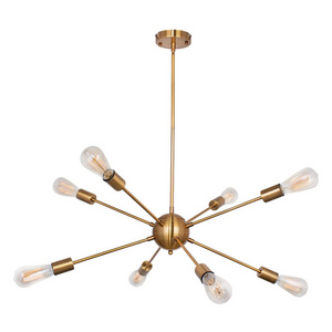 Contemporary 8 Lights Modern Iron Pendant lighting Brass Color Mid Century Chandelier Light Fixture