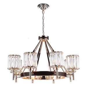 Luxury Gold Black Leather K9 Crystal Pendant Light Fixture for Bedroom