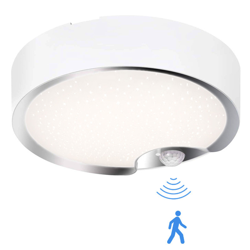 Modern Round Garage Bathroom Shower Porch 400LM Motion Activated Light Battery Operated Motion Sensor Indoor Ceiling Light