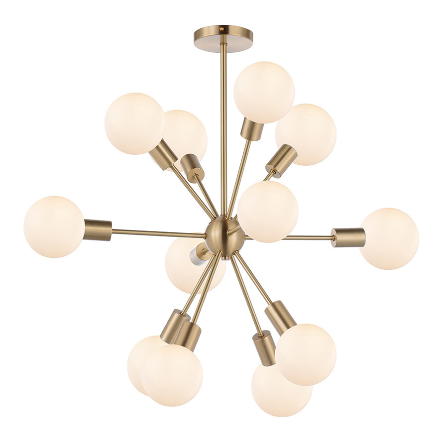 Nordic 12 Lights Arms Copper Sputnik Starburst Ball Shade Contemporary Lighting Pendant