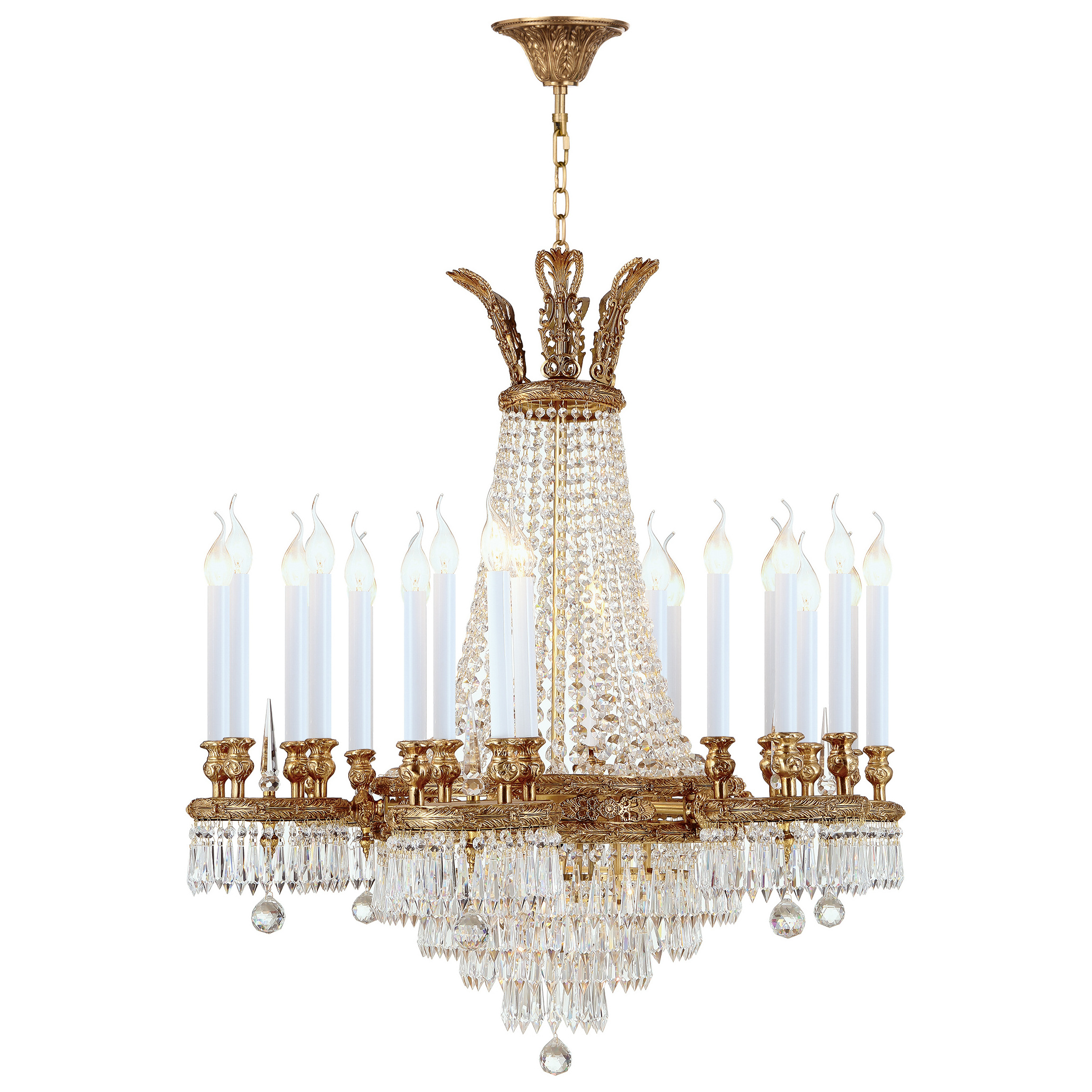 European Royal Luxury Style Brass Material Large Crystal Chandelier Lighting Fixture