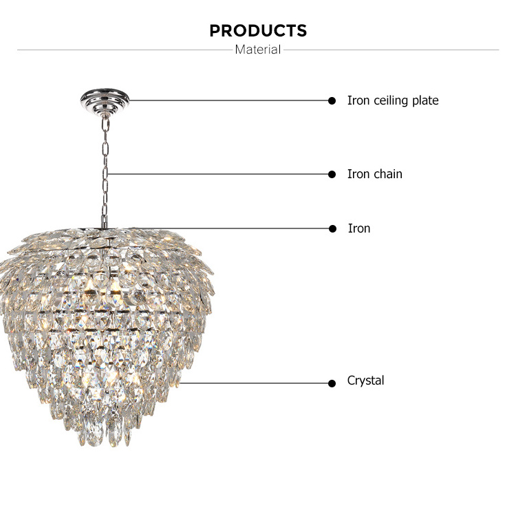 Modern Living Room Round 4 Lights Crystal Vintage Chandeliers Pendant Light Fixtures