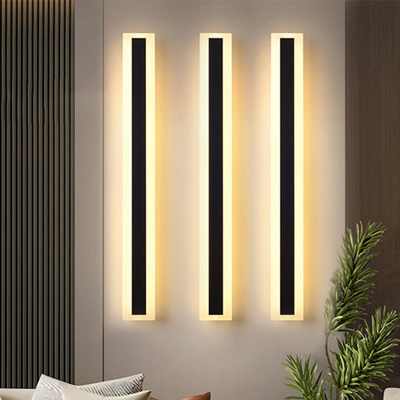 Modern Exterior Linear Strip Outside Wall Lighting Outdoor Wandlamp Acrylic Garden Aluminum Long IP65 Waterproof LED Wall Lamp