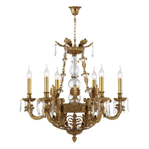 Decorative French Top Luxury Dewax Brass in Bronze Color Crystal Chandelier Light Fixture for Living Room