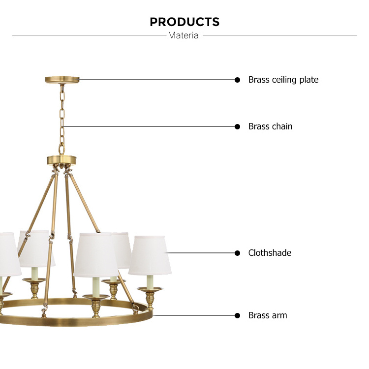 6 Light Farmhouse Chandelier Classic Pendant Lighting Bronze Industrial Ceiling Lighting Fixture with Beige Fabric Shades