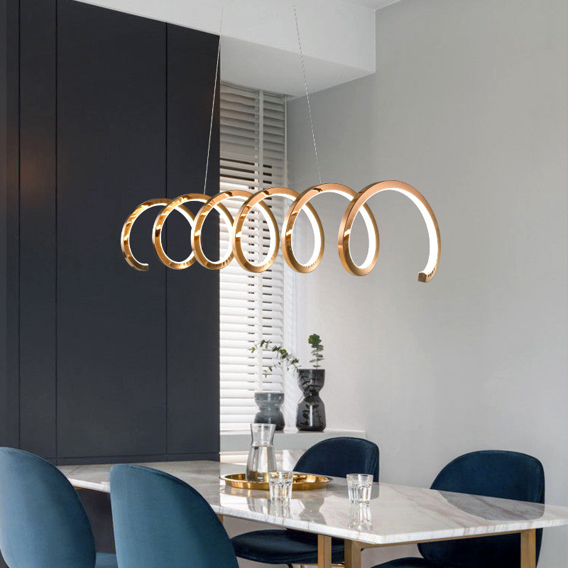 High Brightness Hanging Ring Acrylic Aluminum Kitchen Dining Room Ceiling Led Light Hanging Pendant Lamp