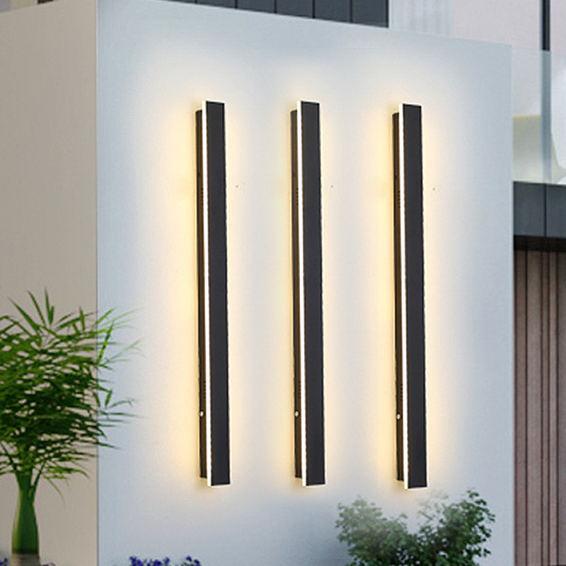 Modern Exterior Linear Strip Outside Wall Lighting Outdoor Wandlamp Acrylic Garden Aluminum Long IP65 Waterproof LED Wall Lamp