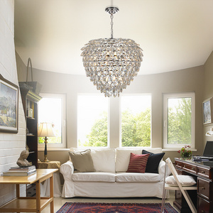 Modern Living Room Round 4 Lights Crystal Vintage Chandeliers Pendant Light Fixtures