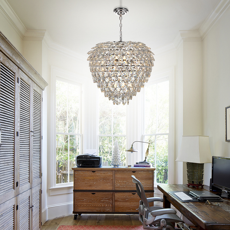 Modern Living Room Round 4 Lights Crystal Vintage Chandeliers Pendant Light Fixtures