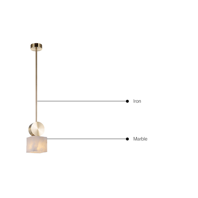 Nordic Alabaster Lamp Shade Single E27 Iron Pendant Light Gold