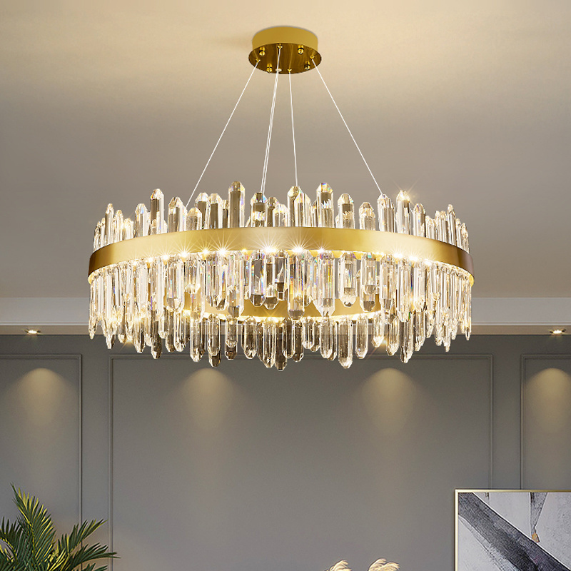 Bedroom Staircase Ceiling Gold Pendant Light Living Room Luxury Modern Crystal Chandelier for Living Room