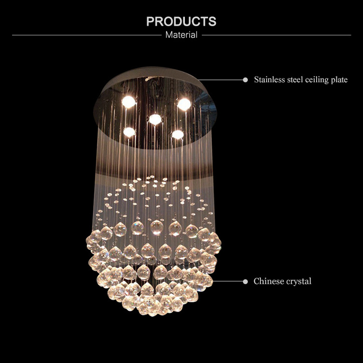 Luxury Cristal Ceiling Light Modern Simple Crystal Ball Raindrop Hanging Chandelier