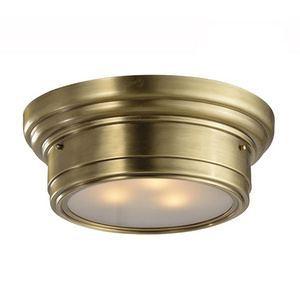 Contemporary Copper E27*3 Lamp Home Surface Brass Mounted Round Ceiling Light Bedroom