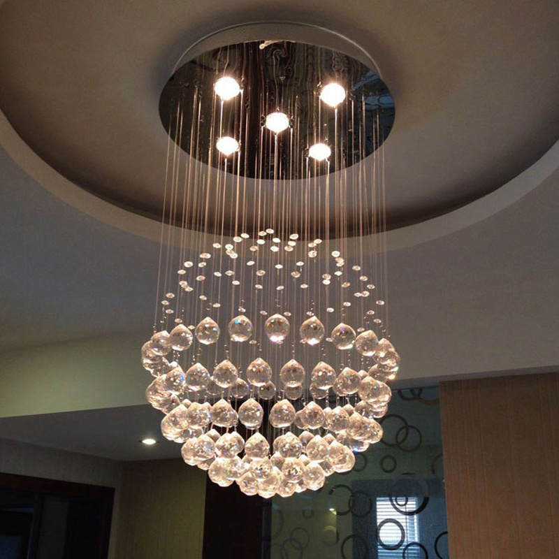 Luxury Cristal Ceiling Light Modern Simple Crystal Ball Raindrop Hanging Chandelier