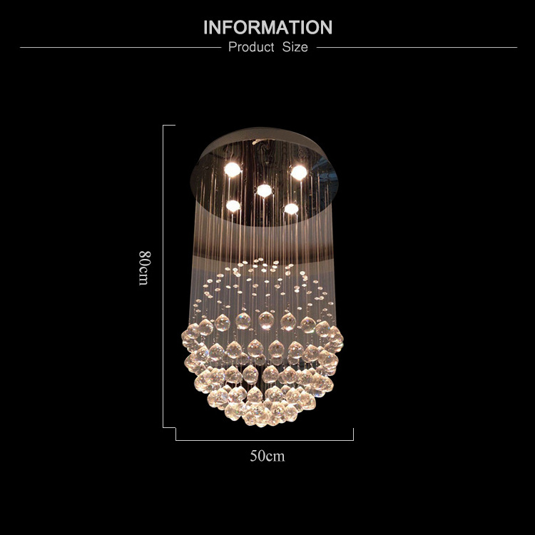 Luxury Cristal Ceiling Light Modern Simple Crystal Ball Raindrop Hanging Chandelier