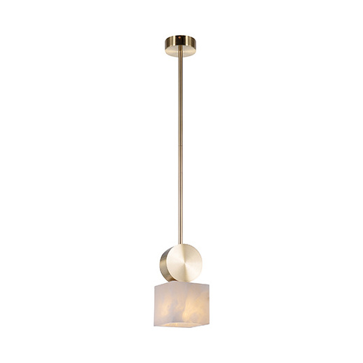 Nordic Alabaster Lamp Shade Single E27 Iron Pendant Light Gold