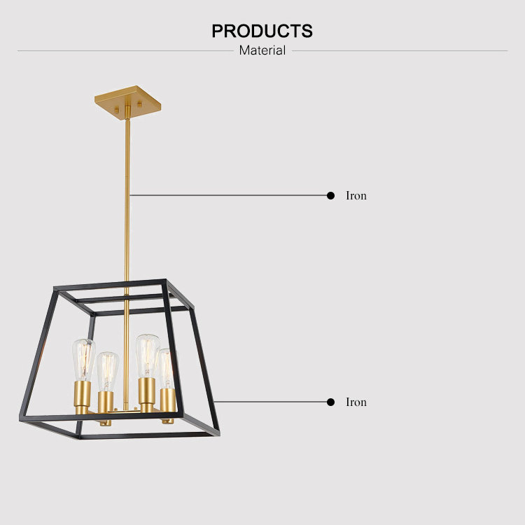 Modern Chandelier Home Decor Hanging Lamps Metal Iron Lantern Pendant Light