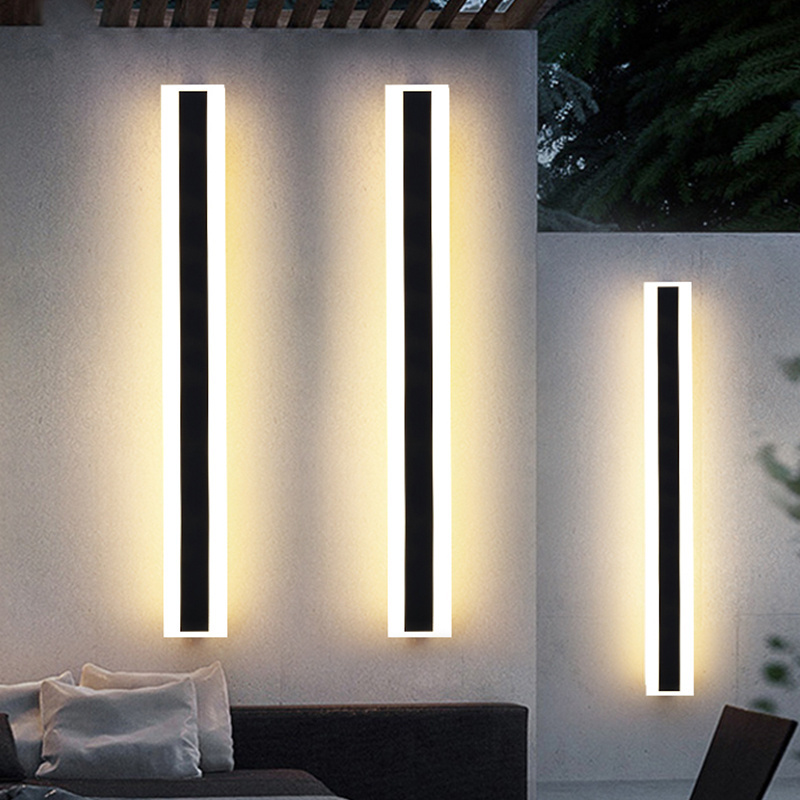 Modern Exterior Linear Strip Outside Wall Lighting Outdoor Wandlamp Acrylic Garden Aluminum Long IP65 Waterproof LED Wall Lamp