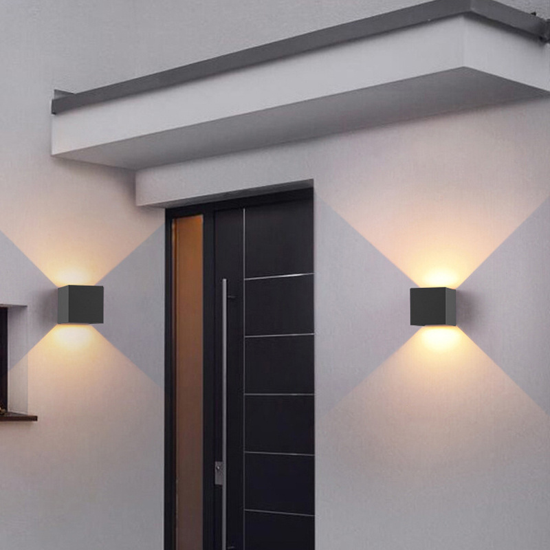 Waterproof Ip65 Led Modern Outdoor Wall Lights Spotlight Lamp Sensor Switch With Outlet Path Staircase Light