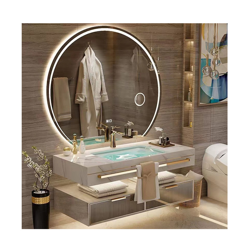 Luxury Floating designer bathroom cabinet vanities furniture sinks Wall Mounted designs double washing basin set