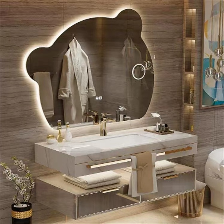 Luxury Floating designer bathroom cabinet vanities furniture sinks Wall Mounted designs double washing basin set