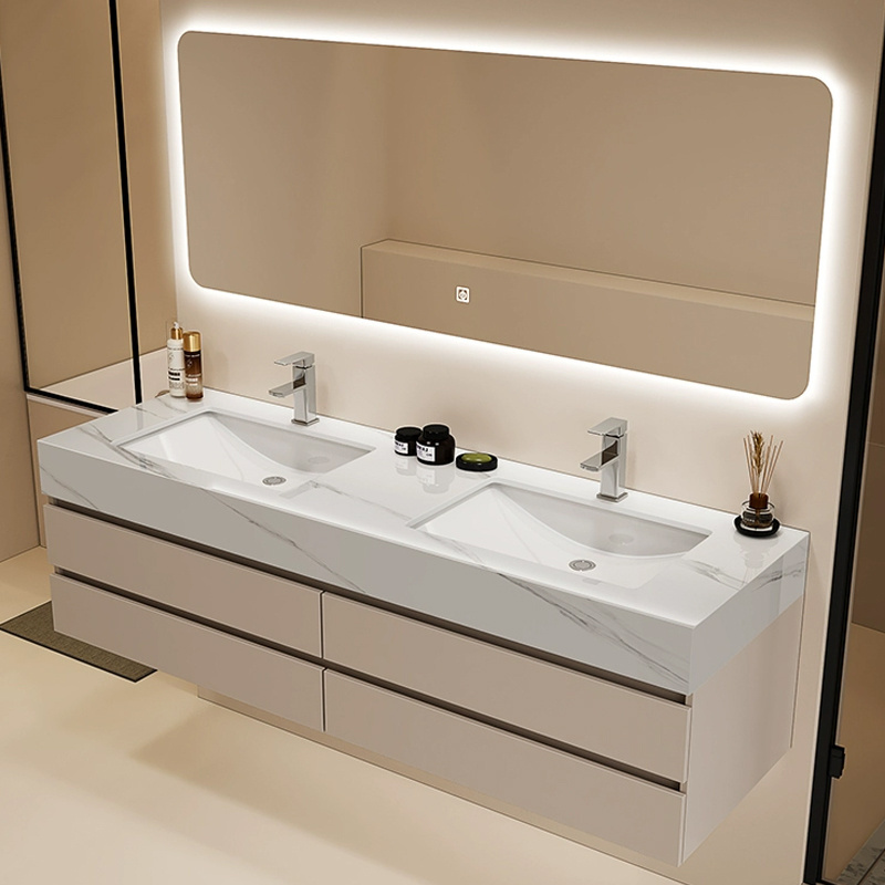 Modern bathroom furniture in Australia, solid wood with illuminated mirror cabinets, bathroom cabinets