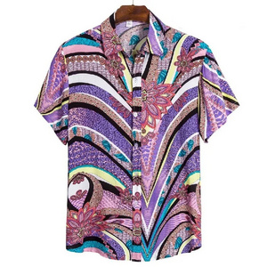 Ethnic Style Men's T-shirt Summer Short Sleeve Casual Top Men's Hawaiian Vacation Beach Casual Shirts All over Print Shirts