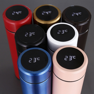 500ml Matte black Double Wall Intelligent Thermos Stainless Steel Vacuum Insulated Flask Drink Water Bottle