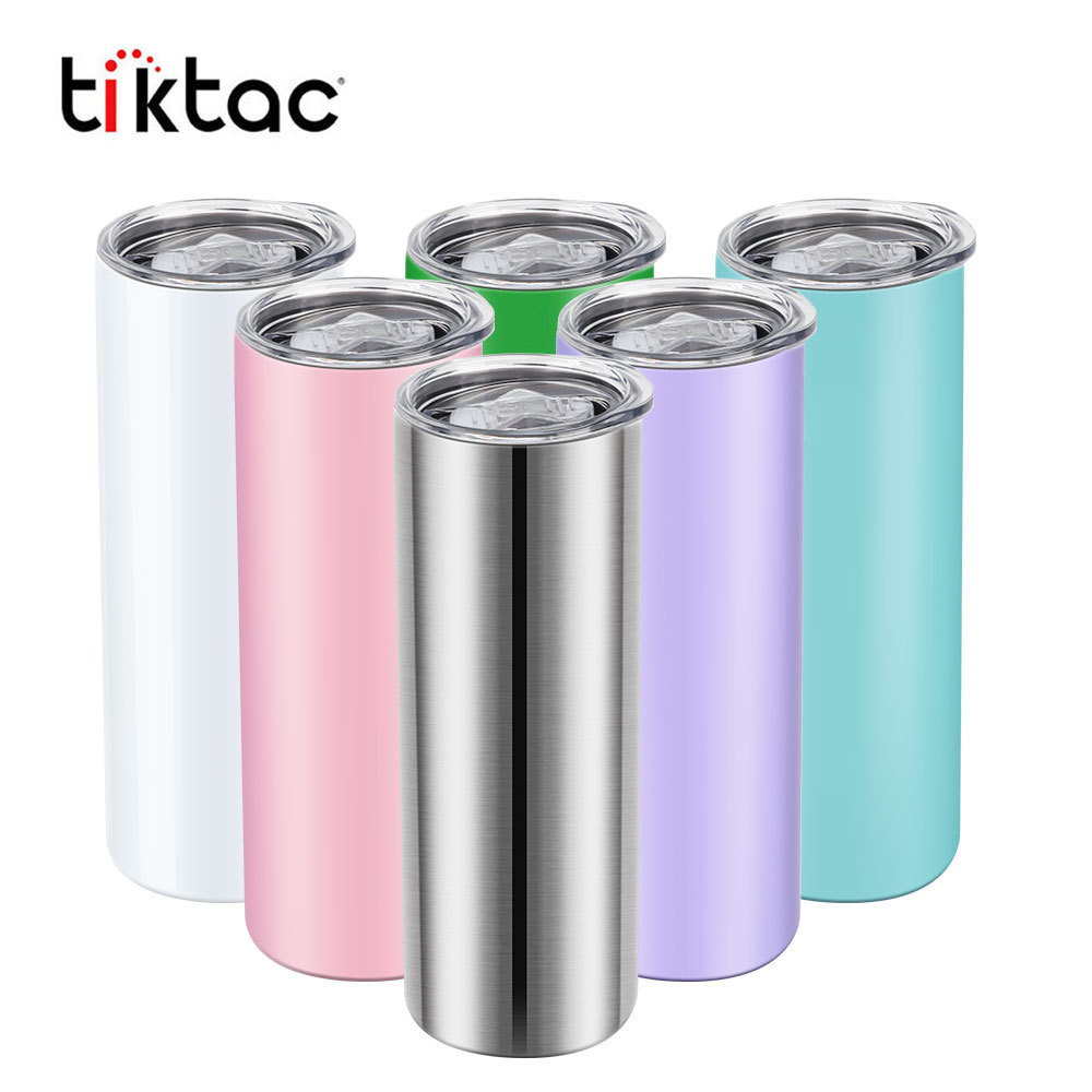 Wholesale stainless steel 20oz matte sublimation blanks skinny tumbler with lid and straw