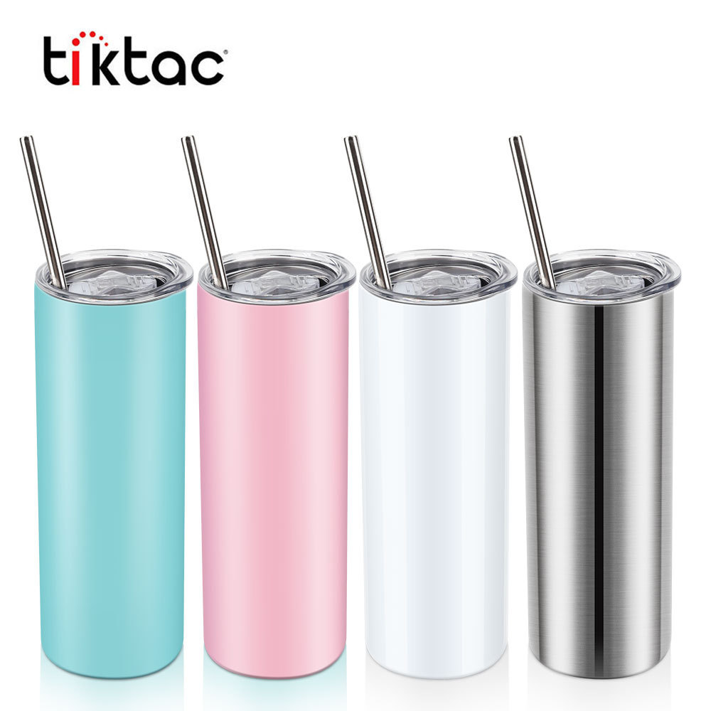 Wholesale stainless steel 20oz matte sublimation blanks skinny tumbler with lid and straw