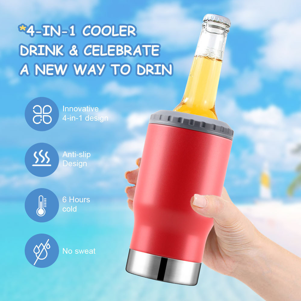 Wholesale 12 oz Double Wall Stainless Steel 3 in 1 Blank Sublimation Vacuum Insulated Beer Can Cooler In Bulk