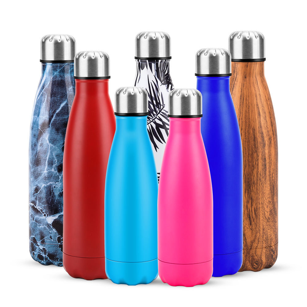 Custom unique logo 500ml double wall insulated stainless steel water bottles with lid