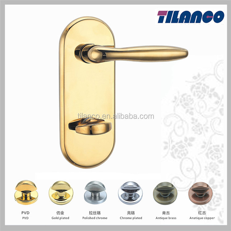 High Quality Gold Brass Handle Proper Price Medium Size Double Side Door Handle Lock