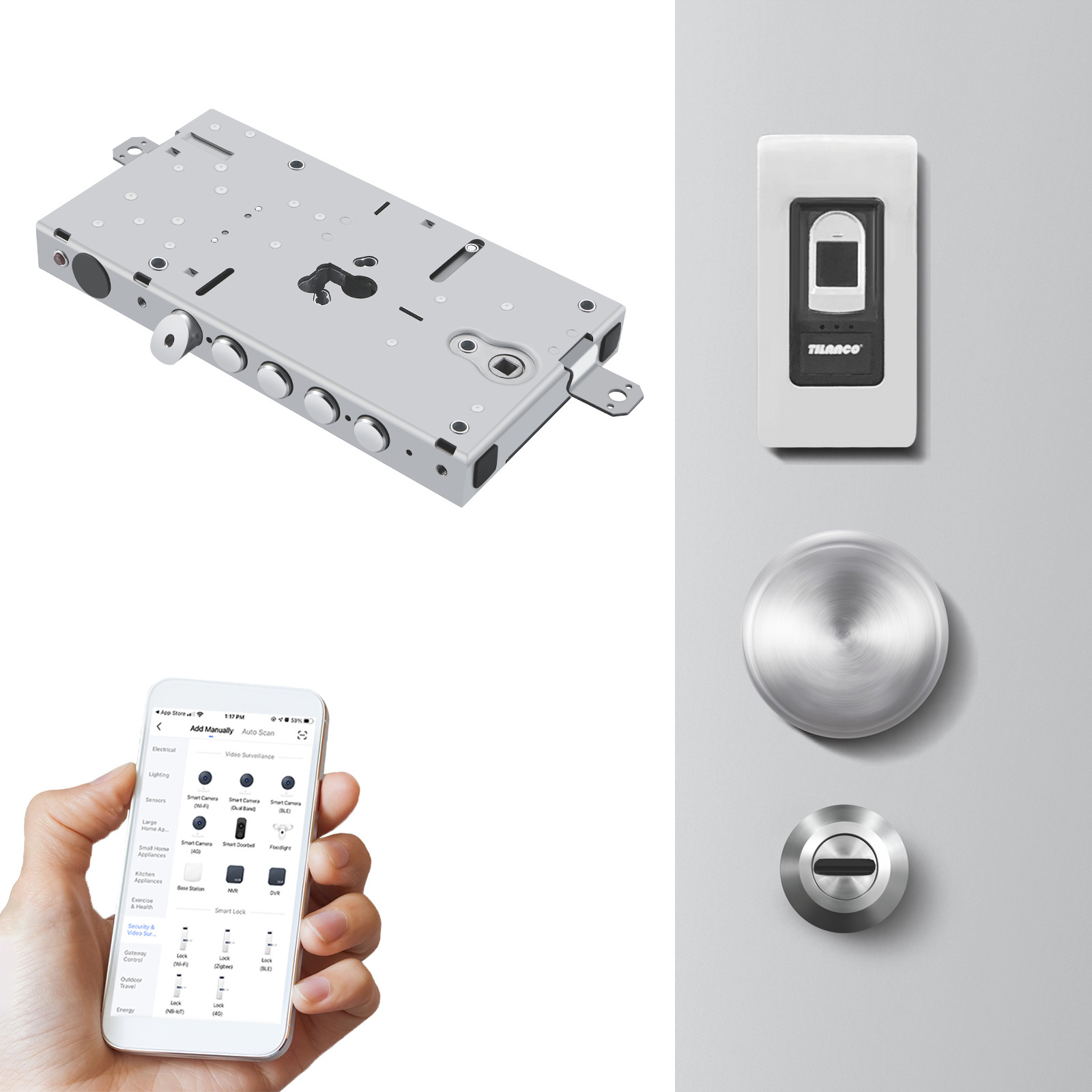 High quality App control Euro style fingerprint head Tuya wifi smart mortise digital door lock with fingerprint