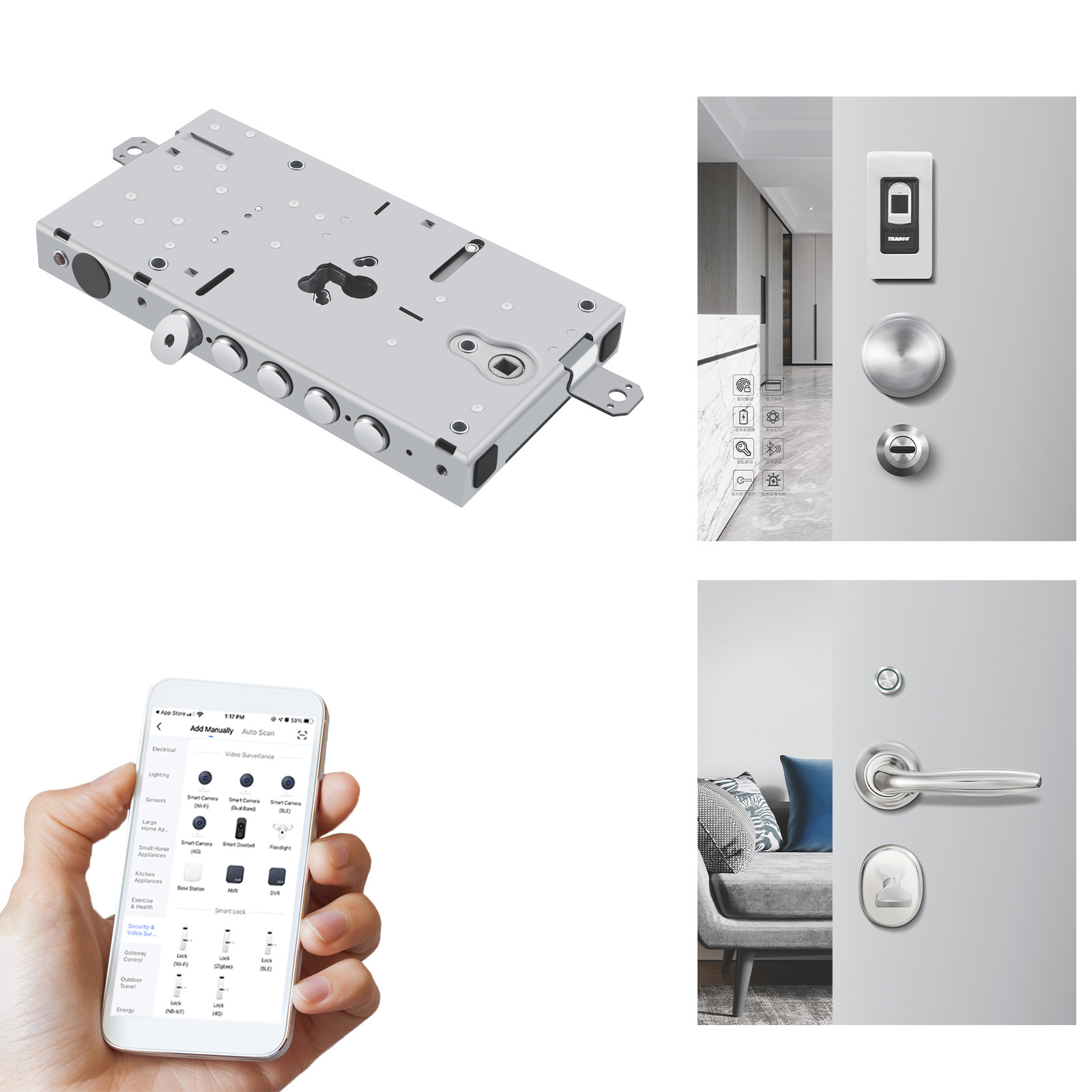 Hot sale wireless smart door lock silver electronic lock for safe tuya wifi electronic smart code lock electronic for gate