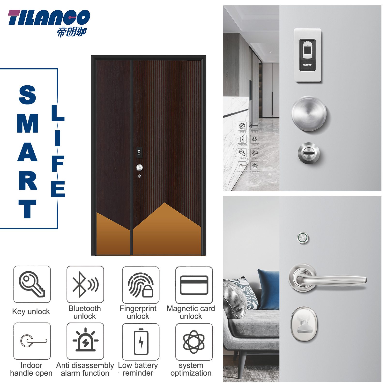 Tuya app entrance door smart lock safety smart villa door lock electronic door locks