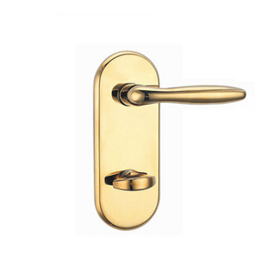 High Quality Gold Brass Handle Proper Price Medium Size Double Side Door Handle Lock